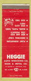 Matchbook Cover - Heggie Auto Wrecking Dorchester MA