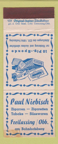 Matchbook Cover - Paul Niebisch Tobacco Bahnhofsberg Germany WEAR