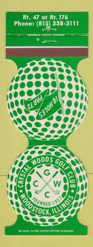 Matchbook Cover - Crystal Woods Golf Club Woodstock IL