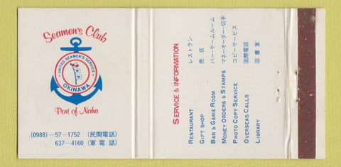 Matchbook Cover - Seamen's Club Port of Naha Japan WEAR 30 Strike