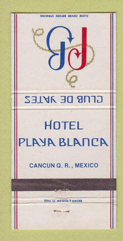 Matchbook Cover - Hotel Playa Blanca Cancun Mexico WEAR 30 Strike