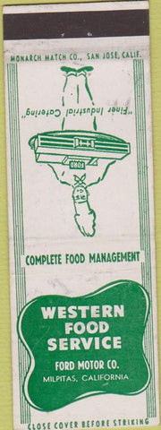 Matchbook Cover - Western Food Service Ford Cars Milpitas CA