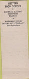 Matchbook Cover - Western Food Service Ford Cars Milpitas CA