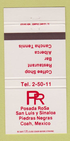 Matchbook Cover - Posada Rosa San Luis y Sinaloa Coah Mexico 30 Strike