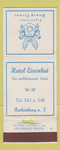 Matchbook Cover - Hotel Eisenhut Rothenburg WORN