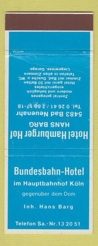 Matchbook Cover - Hotel Hamburger Hof Hans Barg WEAR