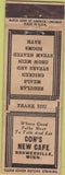 Matchbook Cover - Con's New Cafe Browerville MN