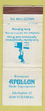 Matchbook Cover - Restaurant Apollon Nurnberg WEAR