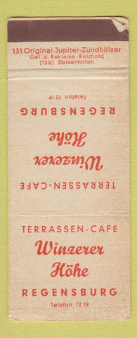 Matchbook Cover - Terrassen Cafe Winzerer Kohe Regensburg Germany WORN