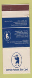 Matchbook Cover - Crest Hotels Europe Amsterdam London Frankfurt Heidelberg