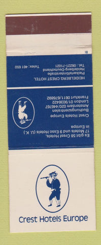 Matchbook Cover - Crest Hotels Europe Amsterdam London Frankfurt Heidelberg