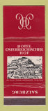 Matchbook Cover - Hotel Osterreichischer Hof Salzburg WORN