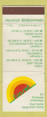 Matchbook Cover - Sunset Hotel Koln Soligen Giessen Kassel