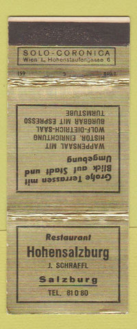 Matchbook Cover - Restaurant Hohensalzburg Salzburg