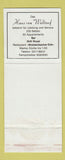 Matchbook Cover - Haus von Weltruf Warme Kuche Fernschreiber WEAR