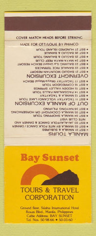 Matchbook Cover - Bay Sunset Tours Travel Manila Phillipines
