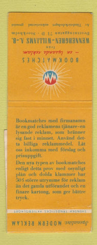 Matchbook Cover - Bookmatches Wennergren Williams Stockholm Sweden