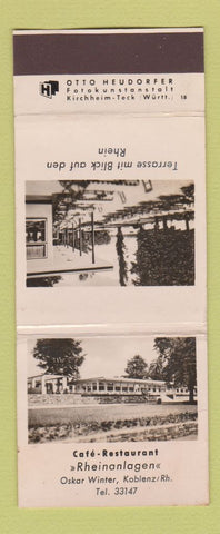 Matchbook Cover - Cafe Restaurant Rheinanlagen Terrasse den Rhein PHOTO