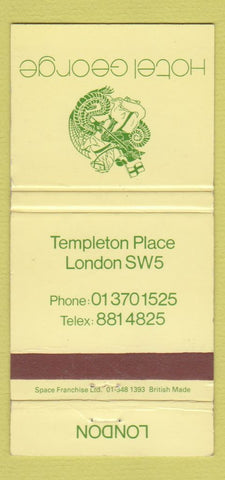 Matchbook Cover - Hotel George London UK England 30 Strike