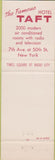 Matchbook Cover - Hotel Taft New York City
