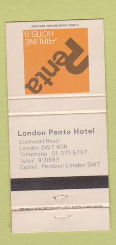 Matchbook Cover - Penta Airline Hotels London UK England 30 Strike