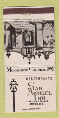 Matchbook Cover Restaurant San Angel Inn Altavista Palmas Mexico WEAR 30 Strike