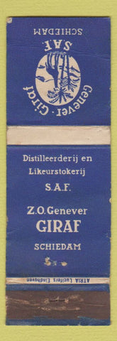 Matchbook Cover - Genever Giraf SAF Schiedam WORN