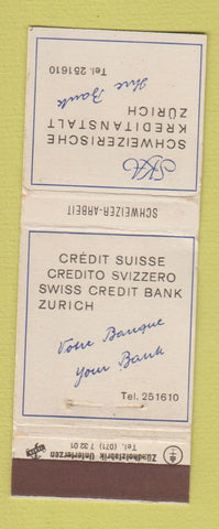 Matchbook Cover - The Bank Schweizer Arbeit Zurich
