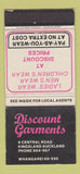 Matchbook Cover - Discount Garments Auckland New Zealand WEAR 30 Strike