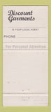Matchbook Cover - Discount Garments Auckland New Zealand WEAR 30 Strike