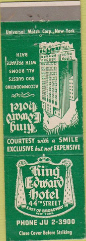 Matchbook Cover - King Edward Hotel New York City