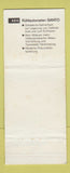 Matchbook Cover - AEG Kuhlautomaten Santo Refrigerator