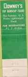 Matchbook Cover - Downey's Steak House New York City