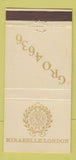 Matchbook Cover - Mirabelle London UK England 30 Strike