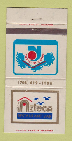 Matchbook Cover - Azteca Salon Rosarito Beach Hotel WORN Mexico 30 Strike