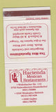 Matchbook Cover - Hacienda Mexican Restaurants Einsiedlerhof Biebrich 30 Strike