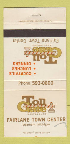 Matchbook Cover - Toll Gate Restaurant Dearborn MI WEAR 30 Strike