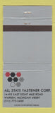 Matchbook Cover - All State Fastener Corp Warren MI WEAR 30 Strike
