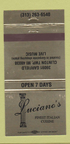 Matchbook Cover Luciano's Italian Restaurant Clinton Township MI WEAR 30 Strike