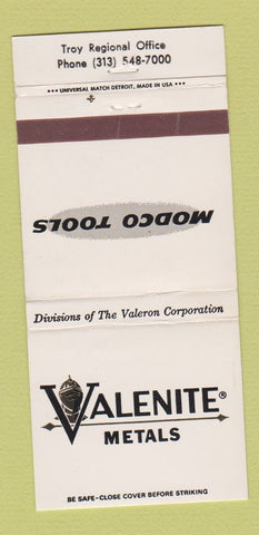 Matchbook Cover - Valenite Metals Troy MI 30 Strike