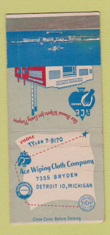 Matchbook Cover - Ace Wiping Cloth Detroit MI WORN 30 Strike