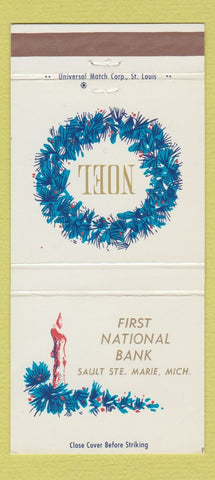 Matchbook Cover - First National Bank Sault Ste Marie MI Christmas 30 Strike