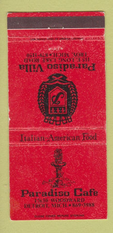 Matchbook Cover - Paradiso Cafe Detroit MI 30 Strike