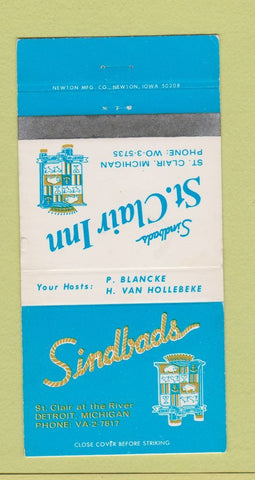 Matchbook Cover - Sindbads Detroit MI St Clair Inn MI WEAR 30 Strike