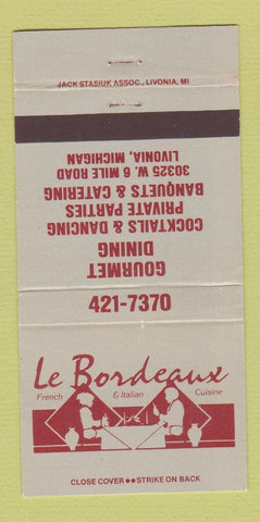 Matchbook Cover - Le Bordeaux Restaurant Livonia MI 30 Strike