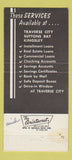 Matchbook Cover - Traverse City State Bank MI 30 Strike