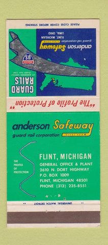 Matchbook Cover - Anderson Safeway Guard Rails Flint MI WEAR 30 Strike