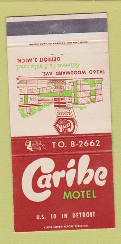 Matchbook Cover - Caribe Motel Detroit MI 30 Strike
