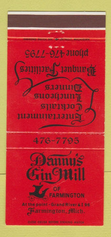 Matchbook Cover - Danny's Gin Mill Farmington MI 30 Strike