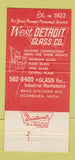 Matchbook Cover - West Detroit Glass MI 30 Strike